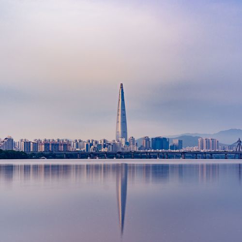 A landscape shot of Seoul taken from across the water